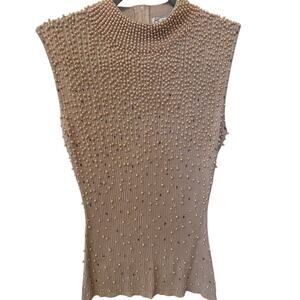 Vintage Choice 100% Silk Sleeveless Sweater Size Large Beaded Embellished Chic